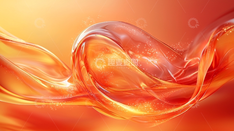 高清大图下载【趣麦麦图】橙色流动曲线