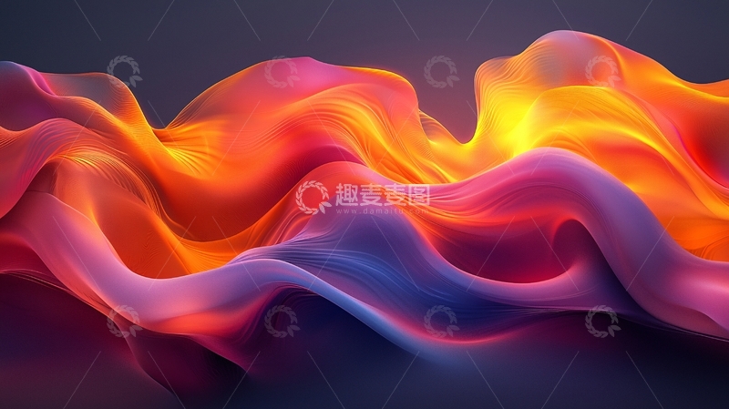 高清大图下载【趣麦麦图】抽象彩色丝绸波浪背景