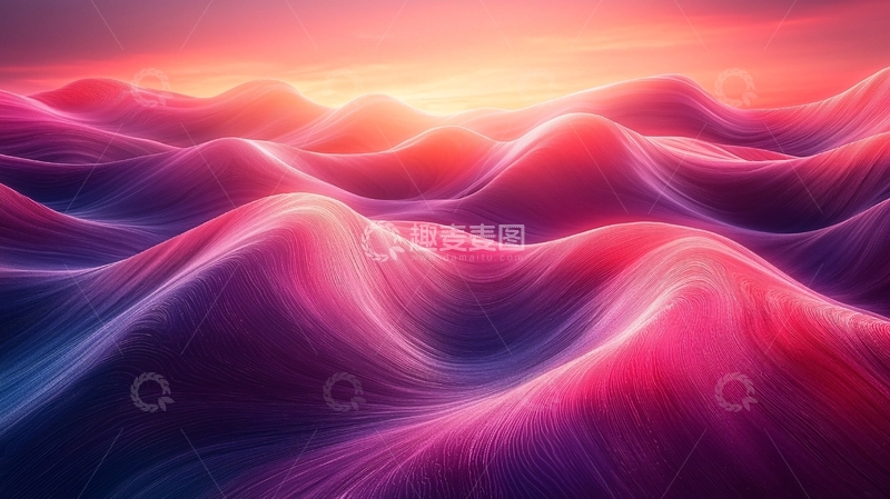 高清大图下载【趣麦麦图】粉色波浪流动梦幻风景