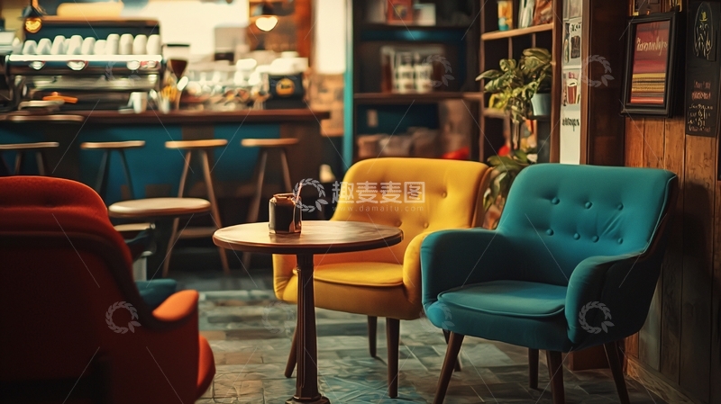 高清大图下载【趣麦麦图】复古咖啡馆休闲区