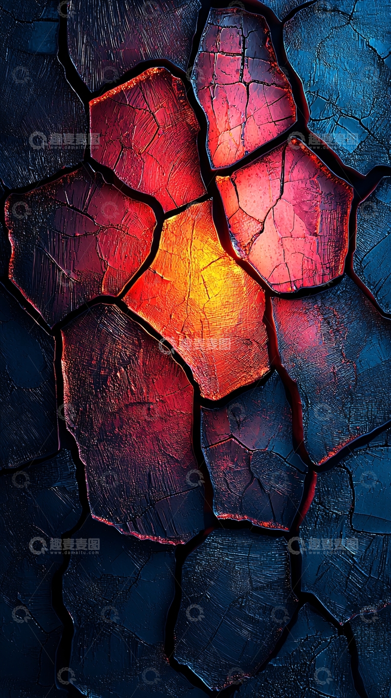 高清大图下载【趣麦麦图】熔岩与冰霜交织的壁