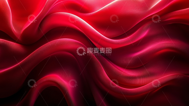 高清大图下载【趣麦麦图】红色丝绸的流动纹理