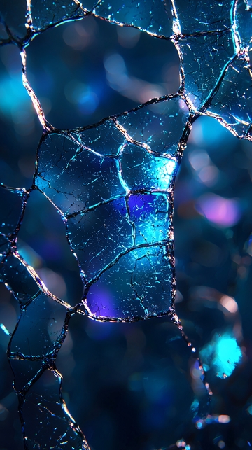 破碎的蓝色玻璃纹理