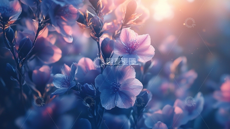 高清大图下载【趣麦麦图】梦幻蓝紫色花朵