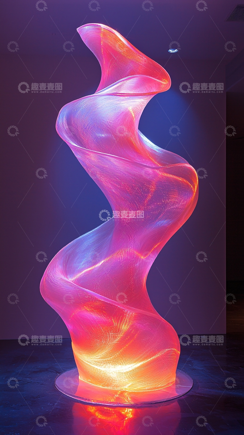 高清大图下载【趣麦麦图】扭曲发光的艺术雕塑