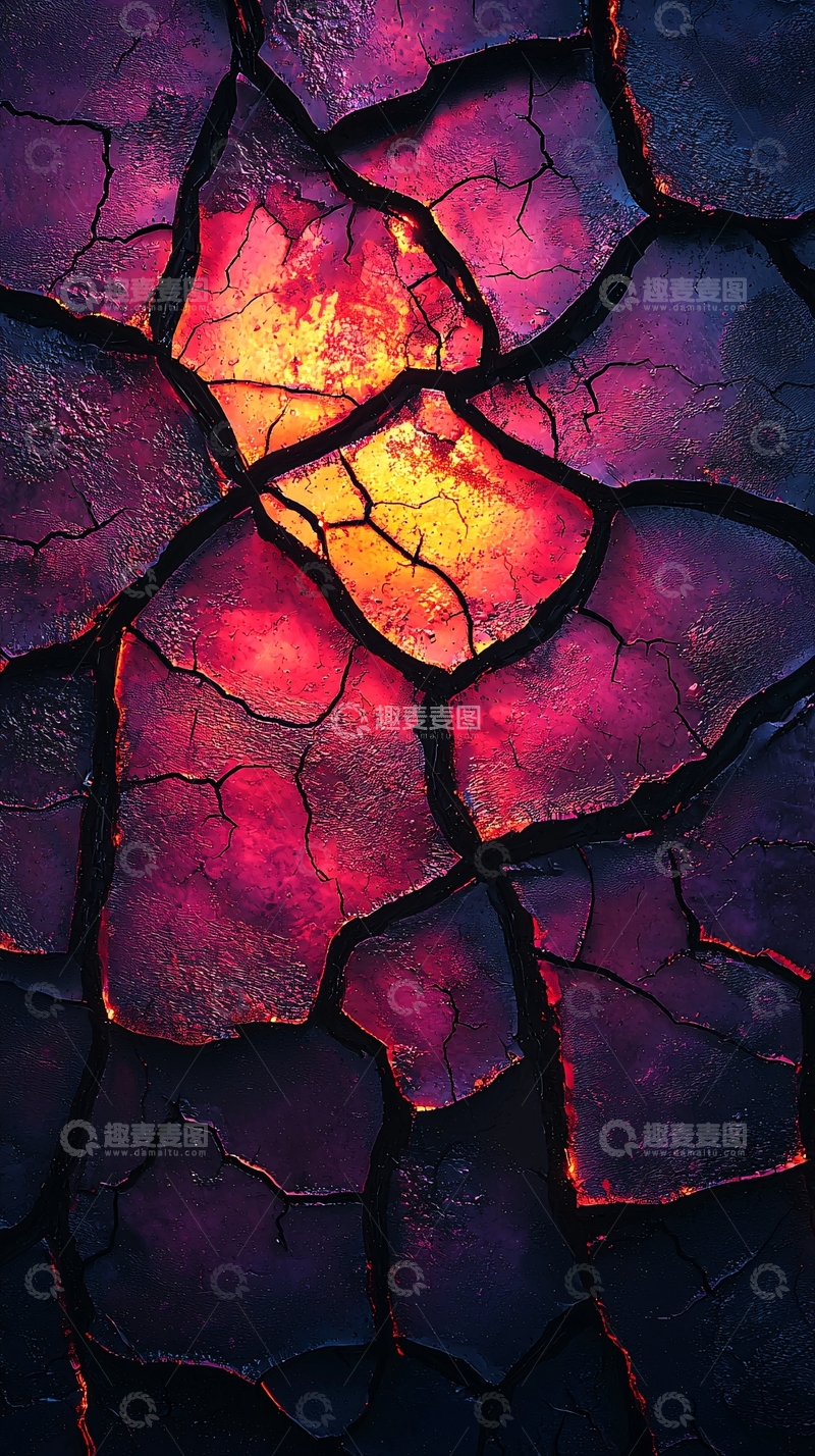 高清大图下载【趣麦麦图】裂纹岩石中心发光
