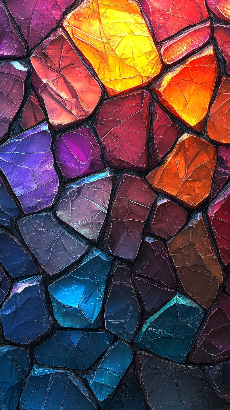 高清大图下载【趣麦麦图】彩色宝石拼接墙