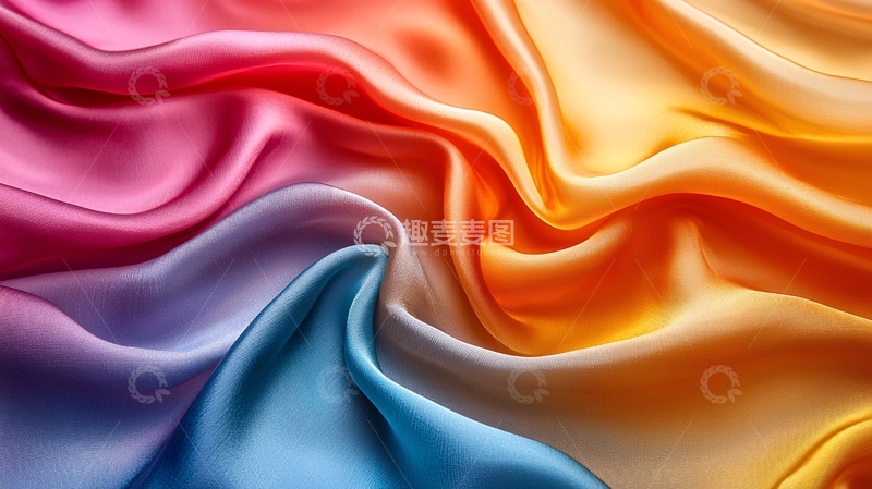 高清大图下载【趣麦麦图】彩色丝绸的流动纹理