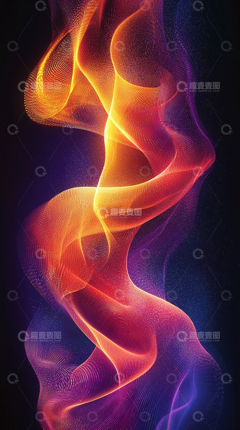 高清大图下载【趣麦麦图】火焰般的抽象渐变曲线