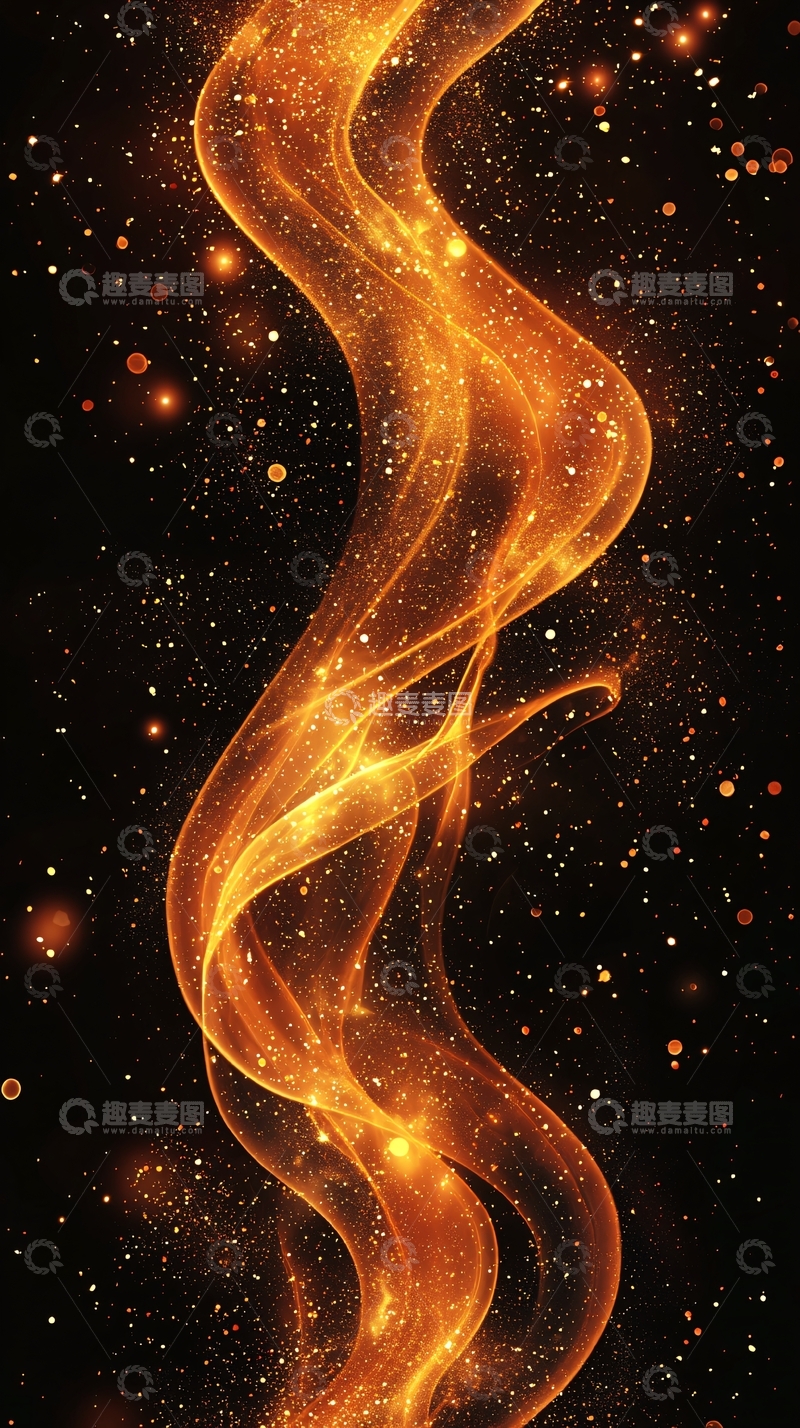 高清大图下载【趣麦麦图】金色流动火焰背景