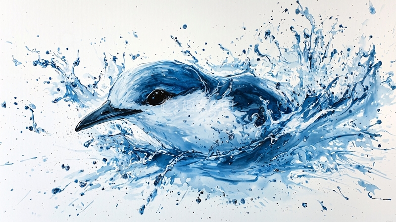 高清大图下载【趣麦麦图】水中嬉戏的小鸟