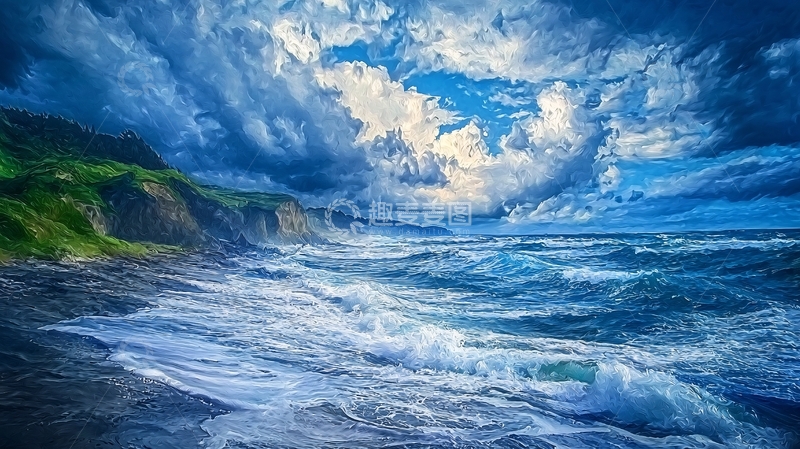 高清大图下载【趣麦麦图】暴风雨来临前的海边景象