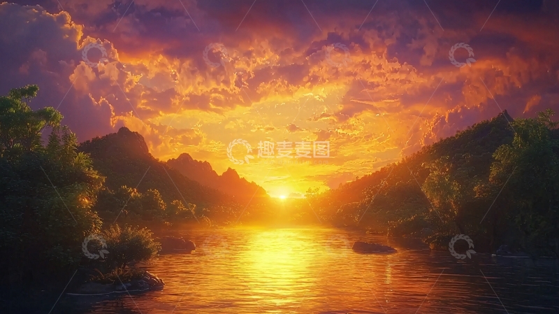 高清大图下载【趣麦麦图】日落美景