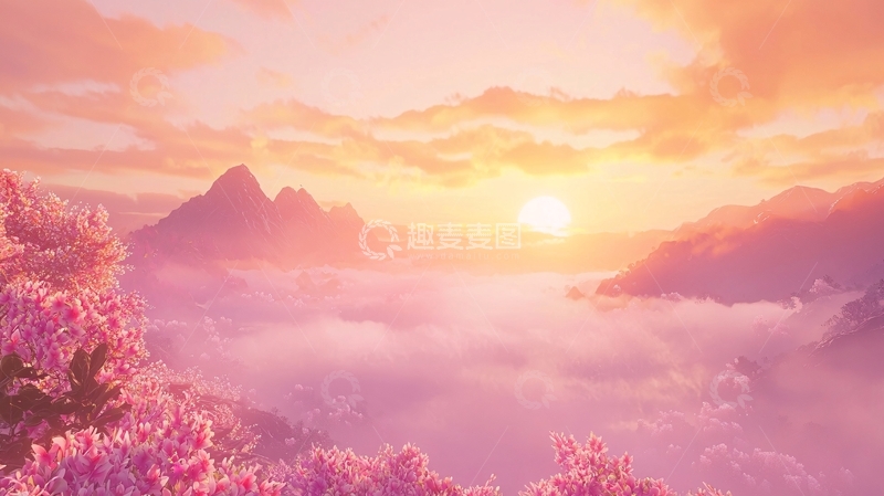高清大图下载【趣麦麦图】粉色日出