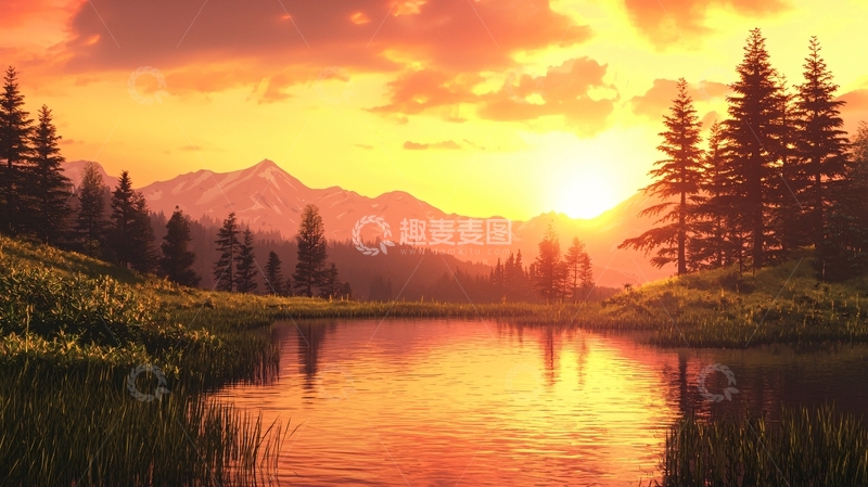 高清大图下载【趣麦麦图】壮丽山河夕阳美景