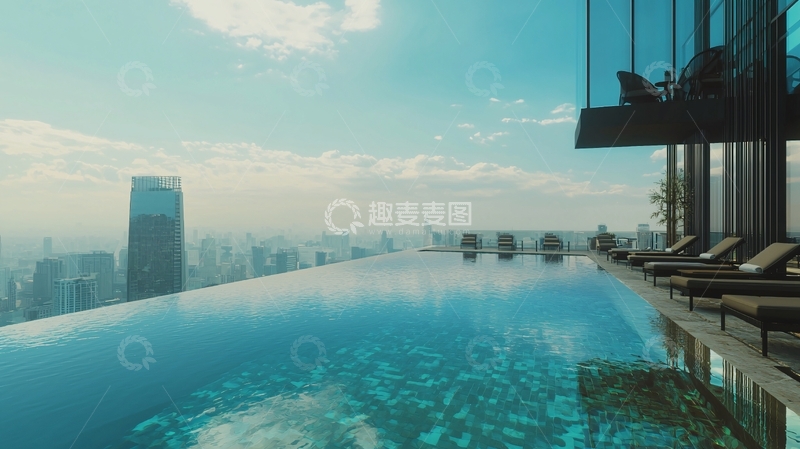 高清大图下载【趣麦麦图】高空无边际泳池