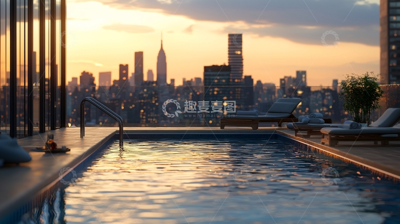 高清大图下载【趣麦麦图】城市景观泳池