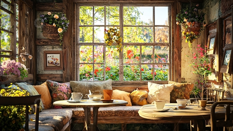 高清大图下载【趣麦麦图】阳光洒进小屋的窗台