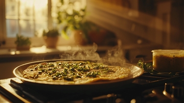 温暖阳光下的厨房煎饼