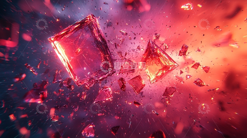 高清大图下载【趣麦麦图】红色水晶碎裂