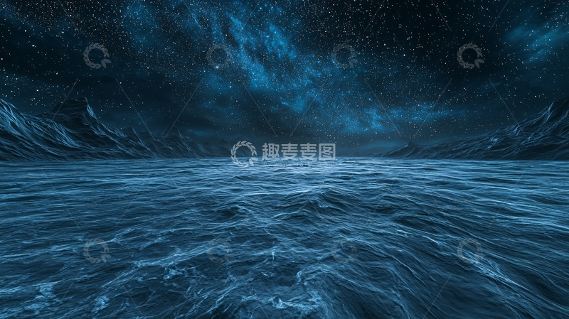 高清大图下载【趣麦麦图】星空下的宁静海面