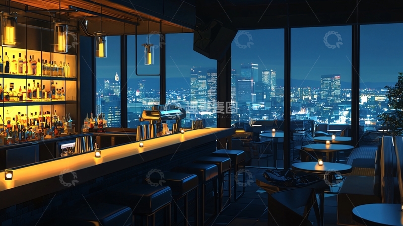 高清大图下载【趣麦麦图】夜景酒吧
