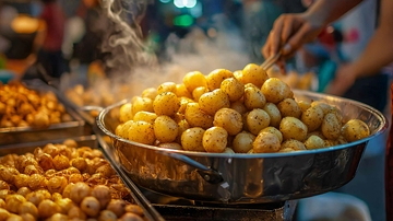 热气腾腾的油炸土豆