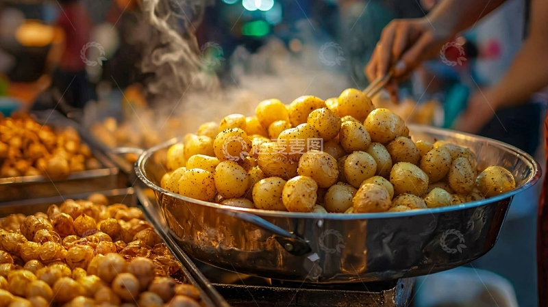 高清大图下载【趣麦麦图】-热气腾腾的油炸土豆