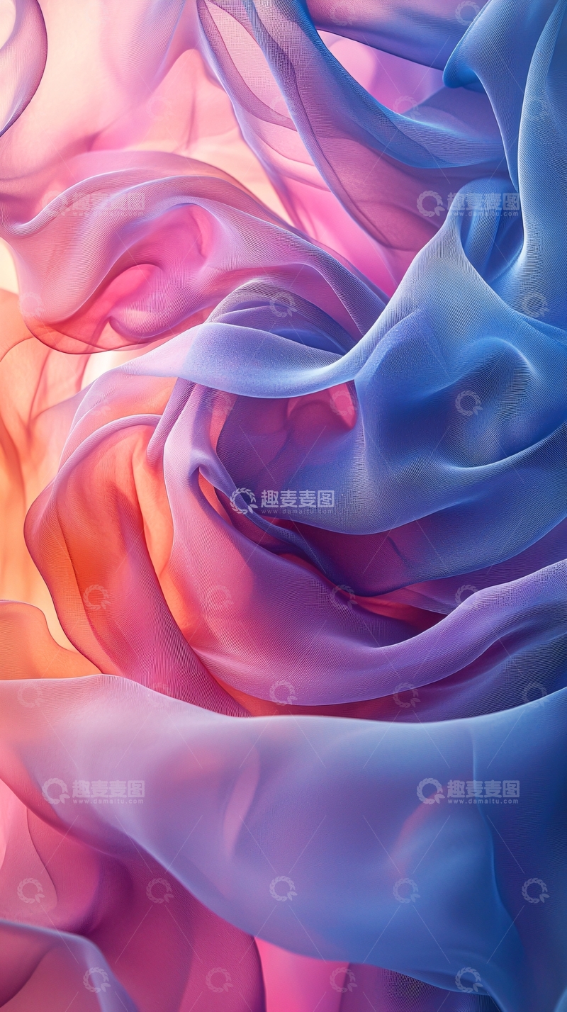 高清大图下载【趣麦麦图】飘逸轻柔的彩色丝绸布料