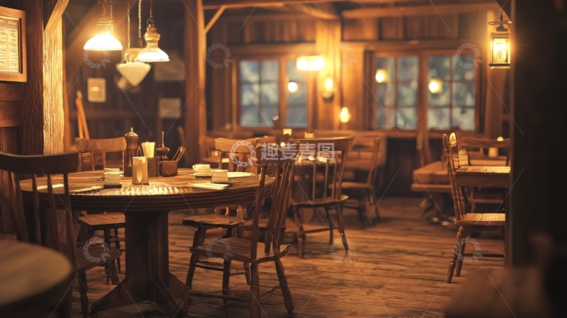 高清大图下载【趣麦麦图】温暖的木质乡村餐厅