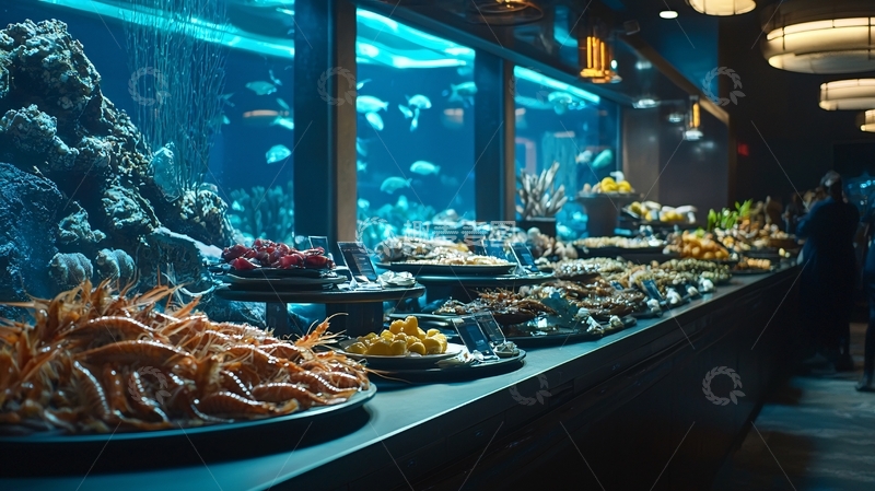 高清大图下载【趣麦麦图】水族馆自助餐海鲜盛宴