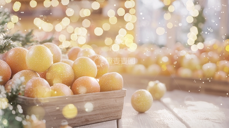 高清大图下载【趣麦麦图】圣诞节柑橘水果