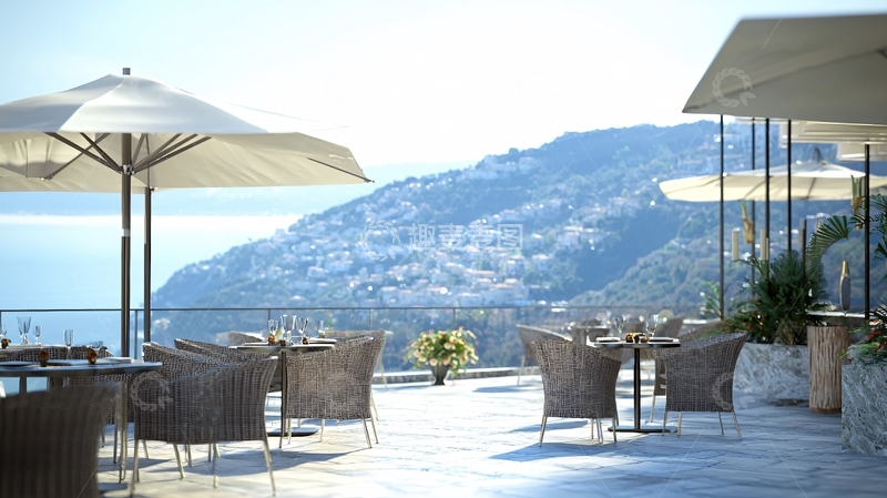 高清大图下载【趣麦麦图】山顶餐厅户外用餐区