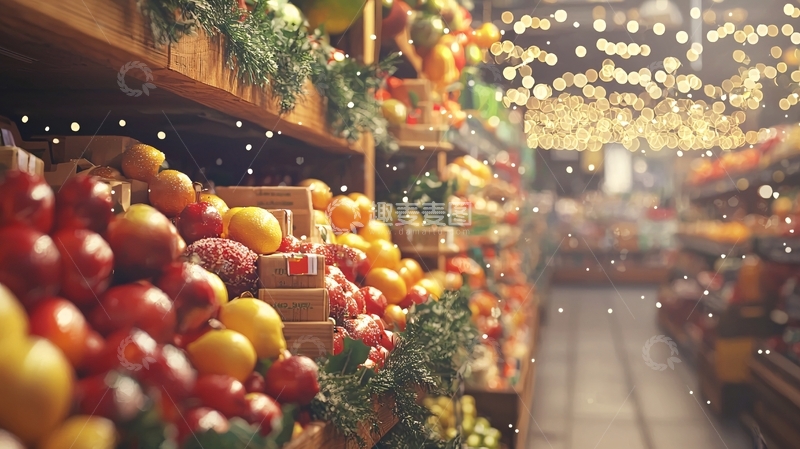 高清大图下载【趣麦麦图】圣诞节水果市场