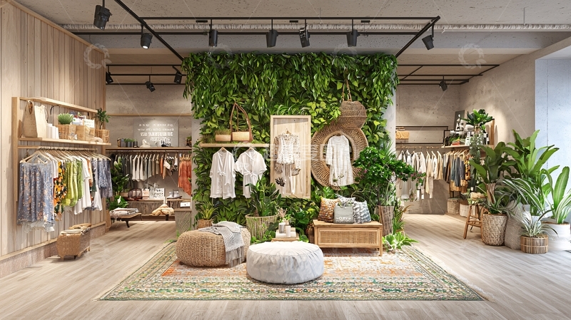 高清大图下载【趣麦麦图】绿植背景服装店