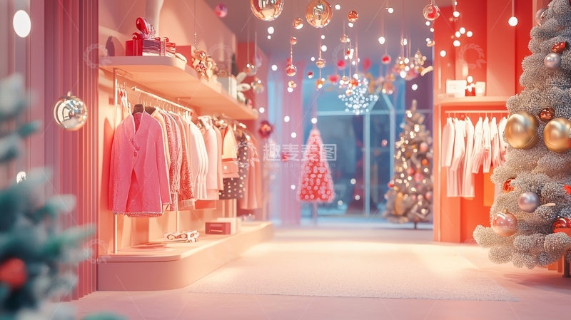 高清大图下载【趣麦麦图】粉色圣诞节服装店