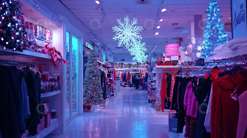 高清大图下载【趣麦麦图】梦幻紫色圣诞购物商场