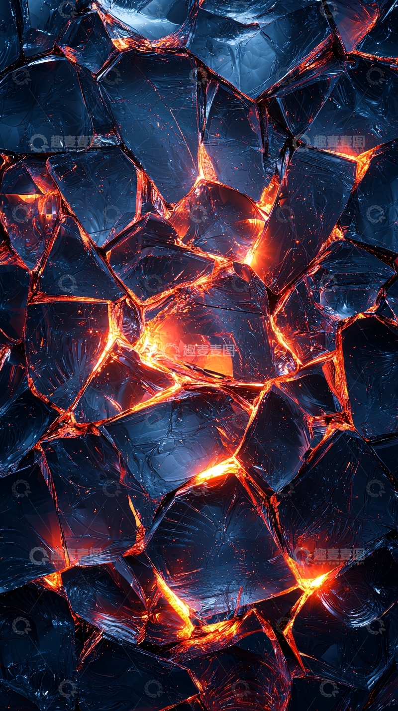 高清大图下载【趣麦麦图】岩浆缝隙中的黑色岩石