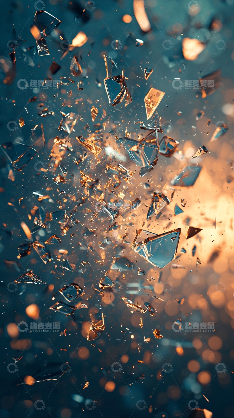 高清大图下载【趣麦麦图】破碎的玻璃碎片飞溅瞬间