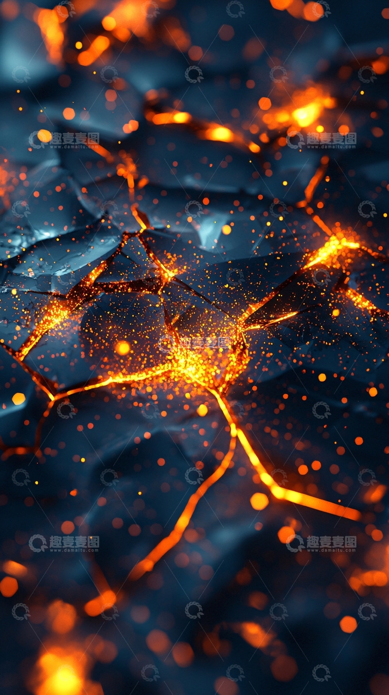 高清大图下载【趣麦麦图】岩浆裂缝的黑暗地面