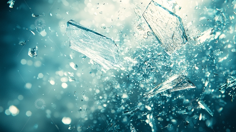 高清大图下载【趣麦麦图】破碎玻璃飞溅的特写