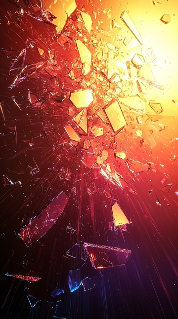 玻璃破碎飞溅的碎片