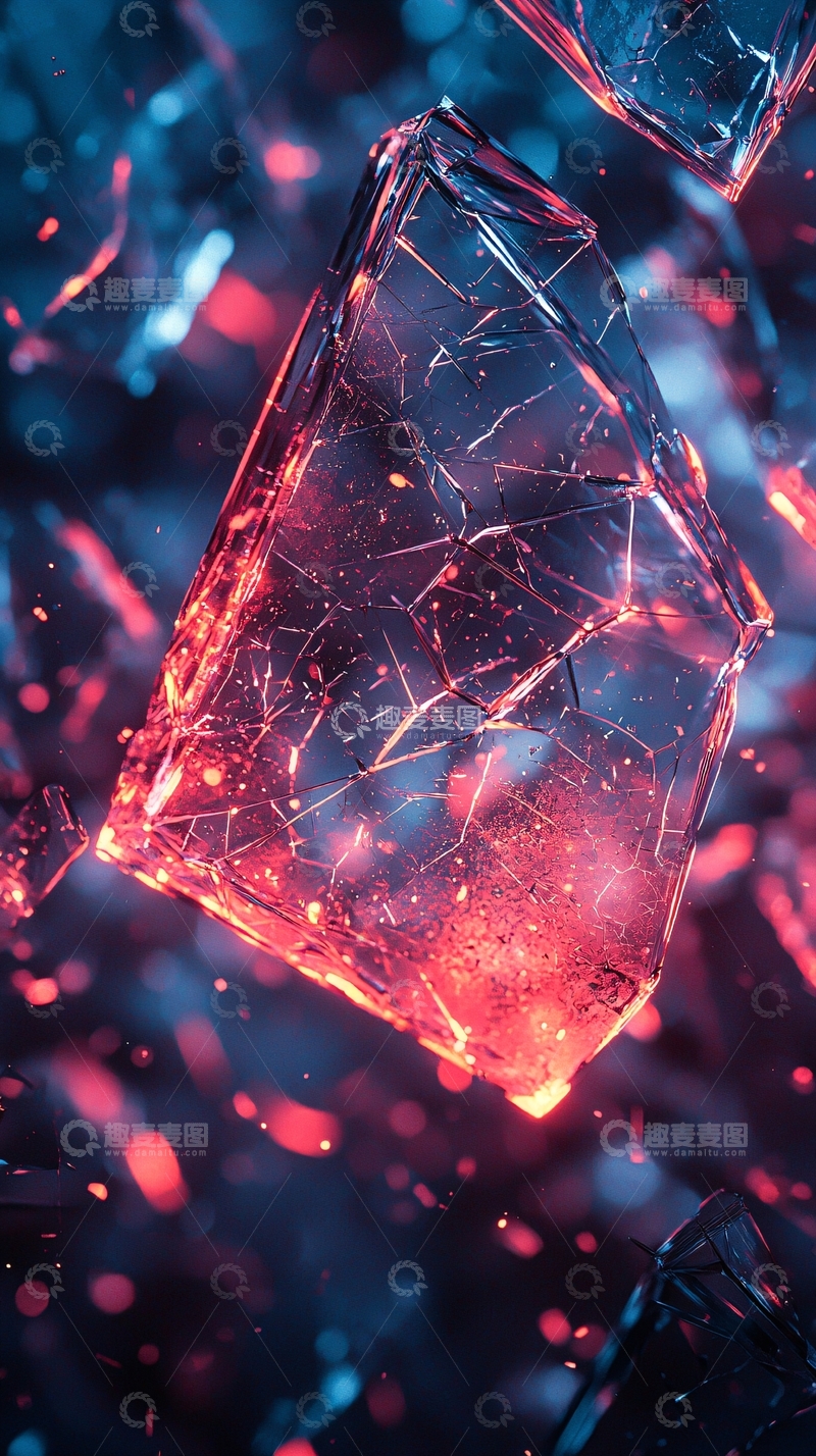 高清大图下载【趣麦麦图】破碎的红色和蓝色晶体