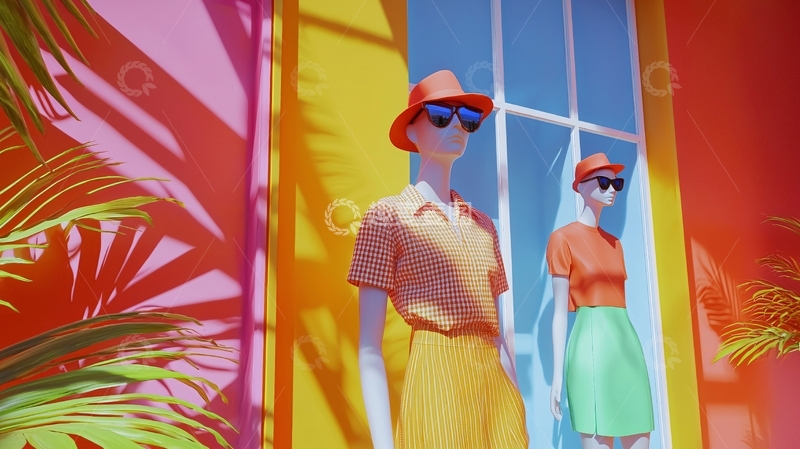 高清大图下载【趣麦麦图】彩色橱窗模特