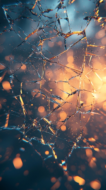 破碎玻璃上的光影