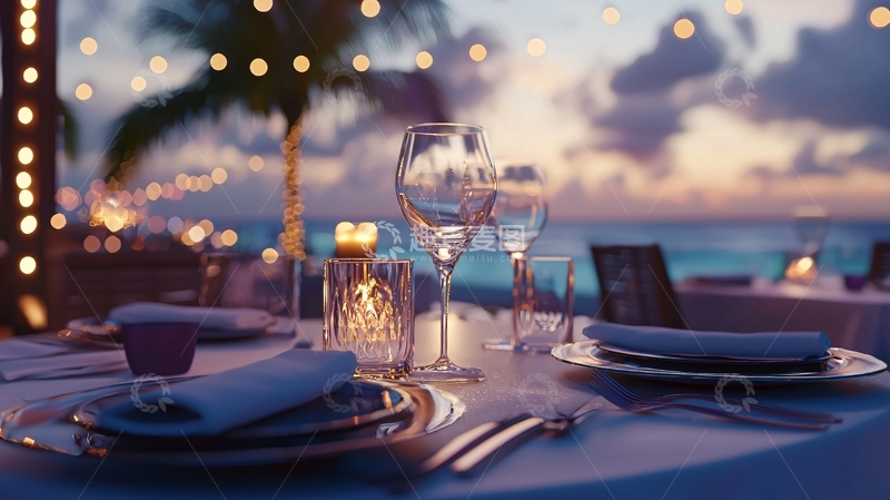 高清大图下载【趣麦麦图】海滩浪漫晚餐