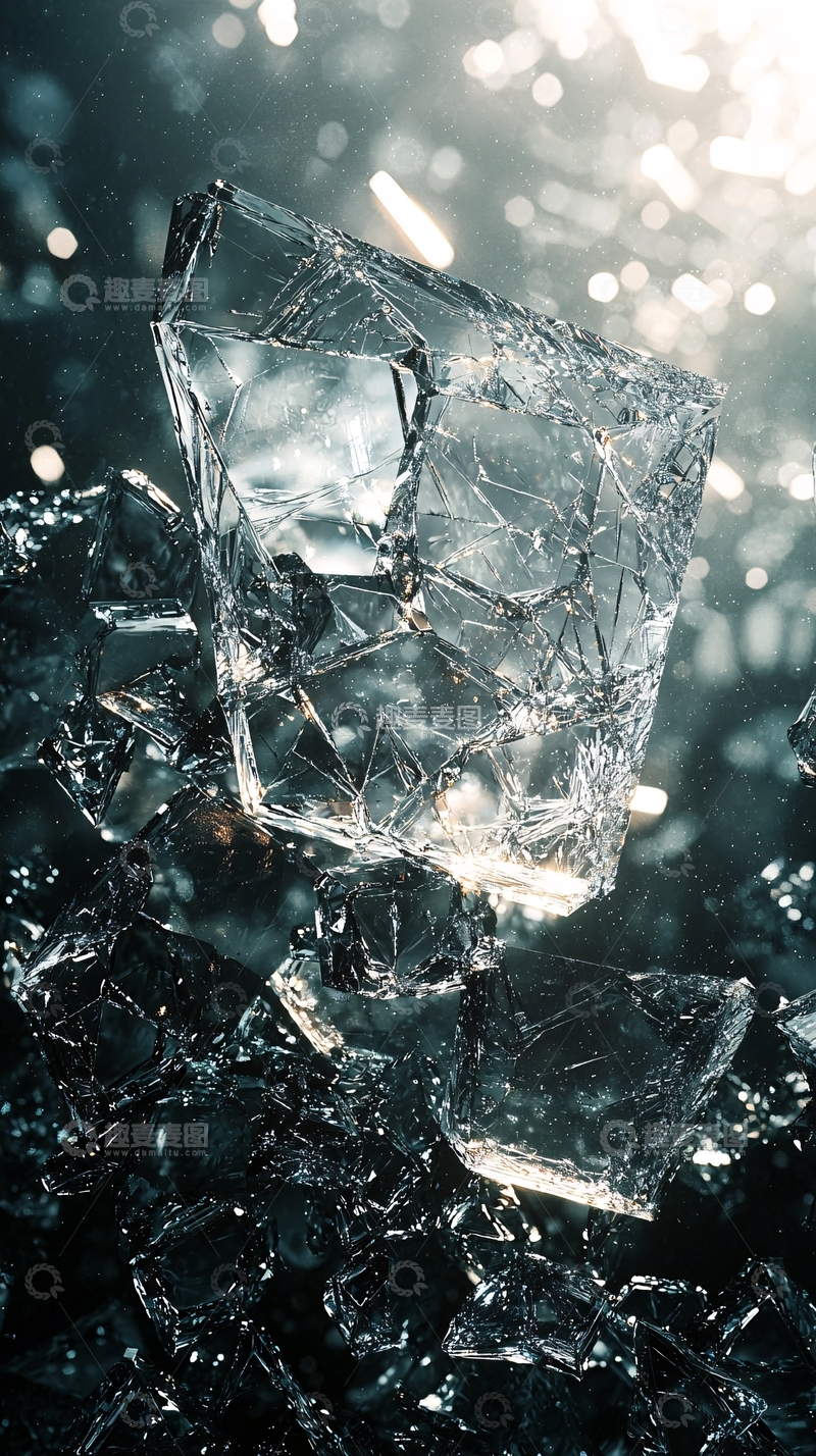 高清大图下载【趣麦麦图】晶莹剔透的碎冰块特写