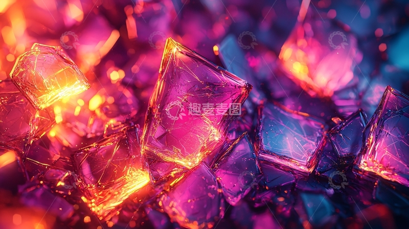高清大图下载【趣麦麦图】粉紫橙色水晶簇