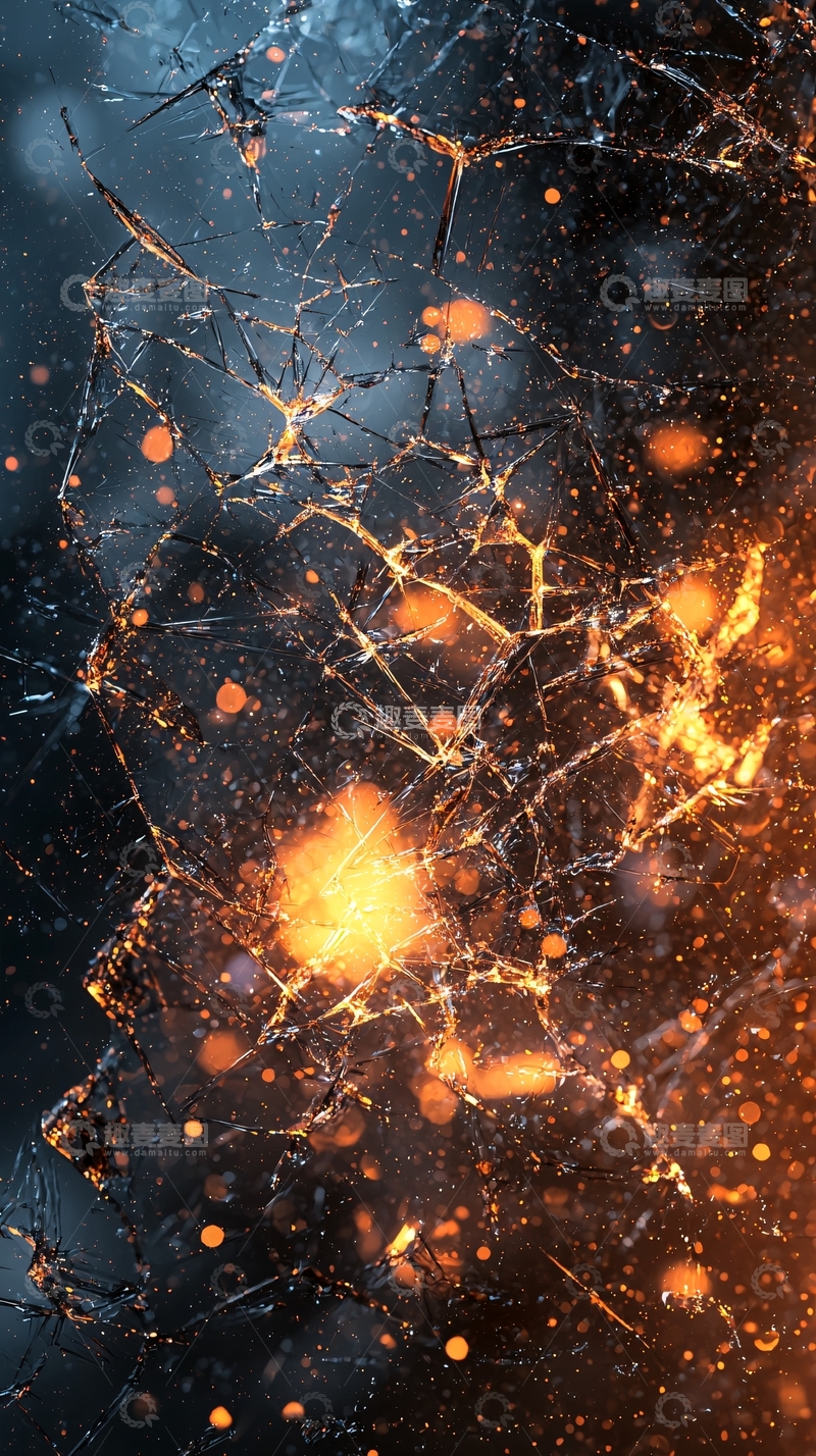 高清大图下载【趣麦麦图】破碎玻璃与火焰光芒
