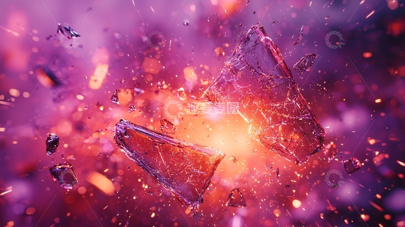 高清大图下载【趣麦麦图】爆炸碎片在紫色星云中